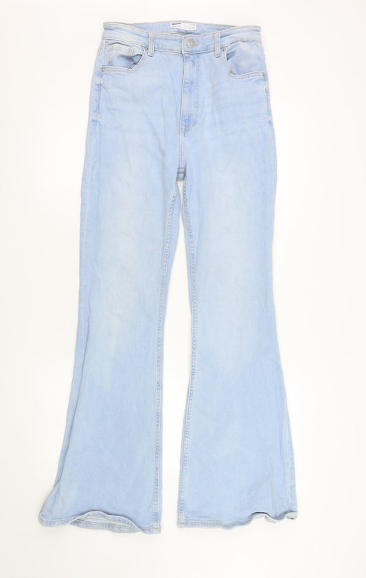 Bershka Womens Blue Flared High Rise Stretch Denim Jeans Size 12