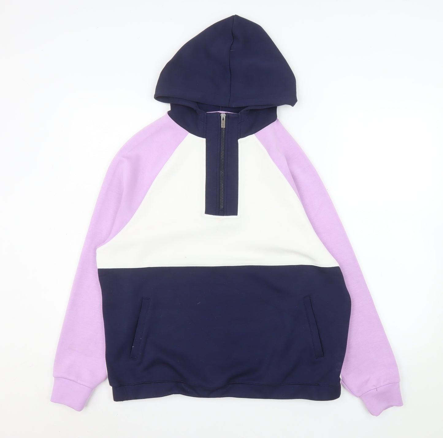Dunnes Women’s Lilac Navy Colourblock 1/4 Zip Hoodie Size S
