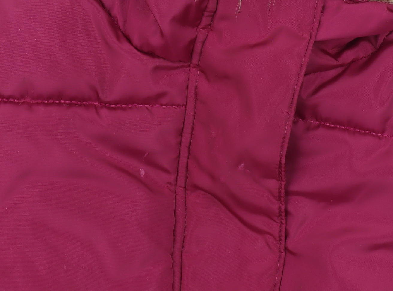 John Lewis Girls Red Hooded Fur Trim Long Puffer Coat Age 5 Years