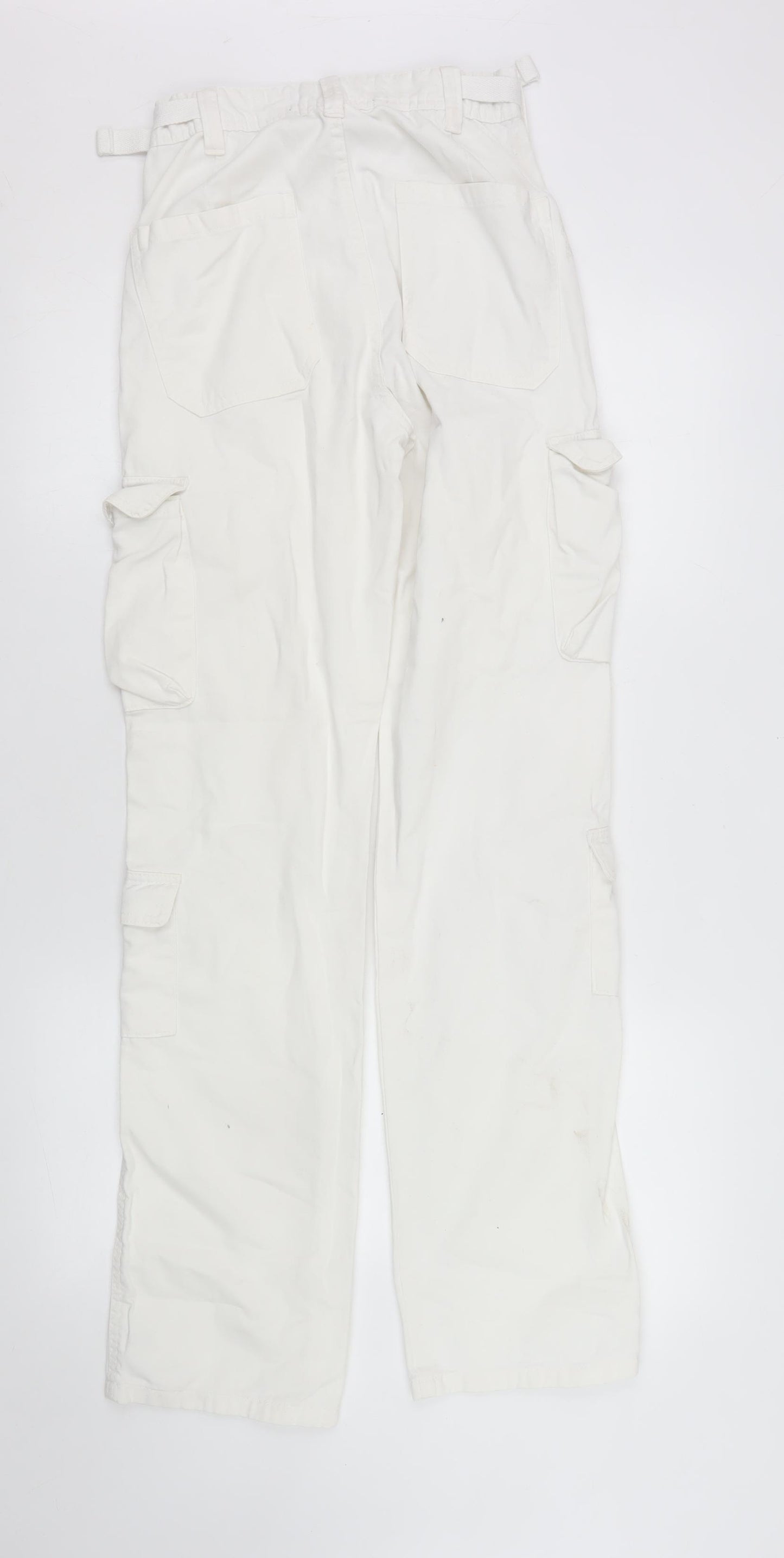 Stradivarius Women’s White Cargo Jeans Size 4 Regular Fit Cotton