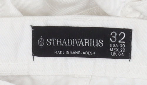 Stradivarius Women’s White Cargo Jeans Size 4 Regular Fit Cotton