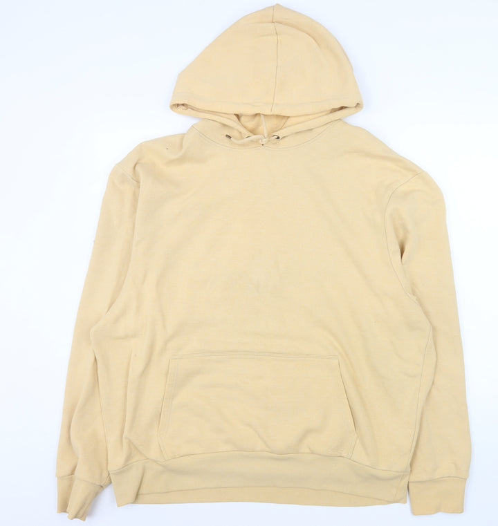 River Island Men's Beige Pullover Hoodie XL Cotton Blend