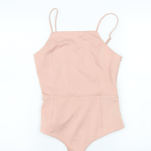 Honey Punch Womens Beige Bodysuit Jumpsuit S Polyester Blend