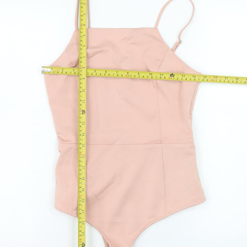 Honey Punch Womens Beige Bodysuit Jumpsuit S Polyester Blend