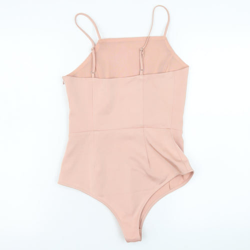 Honey Punch Womens Beige Bodysuit Jumpsuit S Polyester Blend