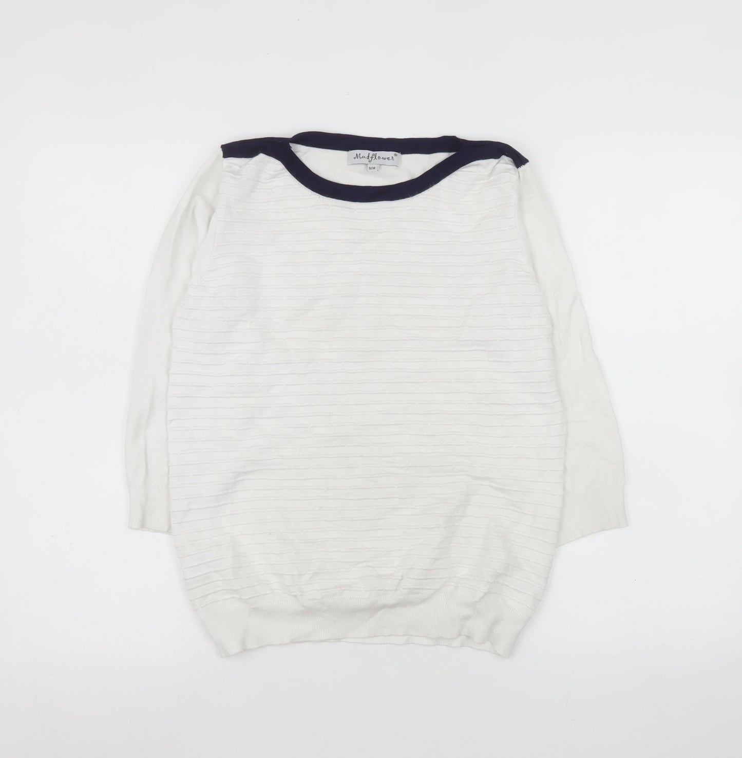 Mudflower Women’s Ivory Crew Neck Long Sleeve Pullover Jumper S