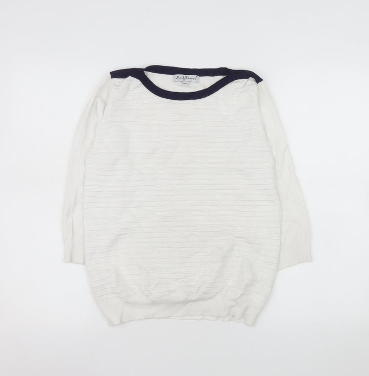 Mudflower Women’s Ivory Crew Neck Long Sleeve Pullover Jumper S