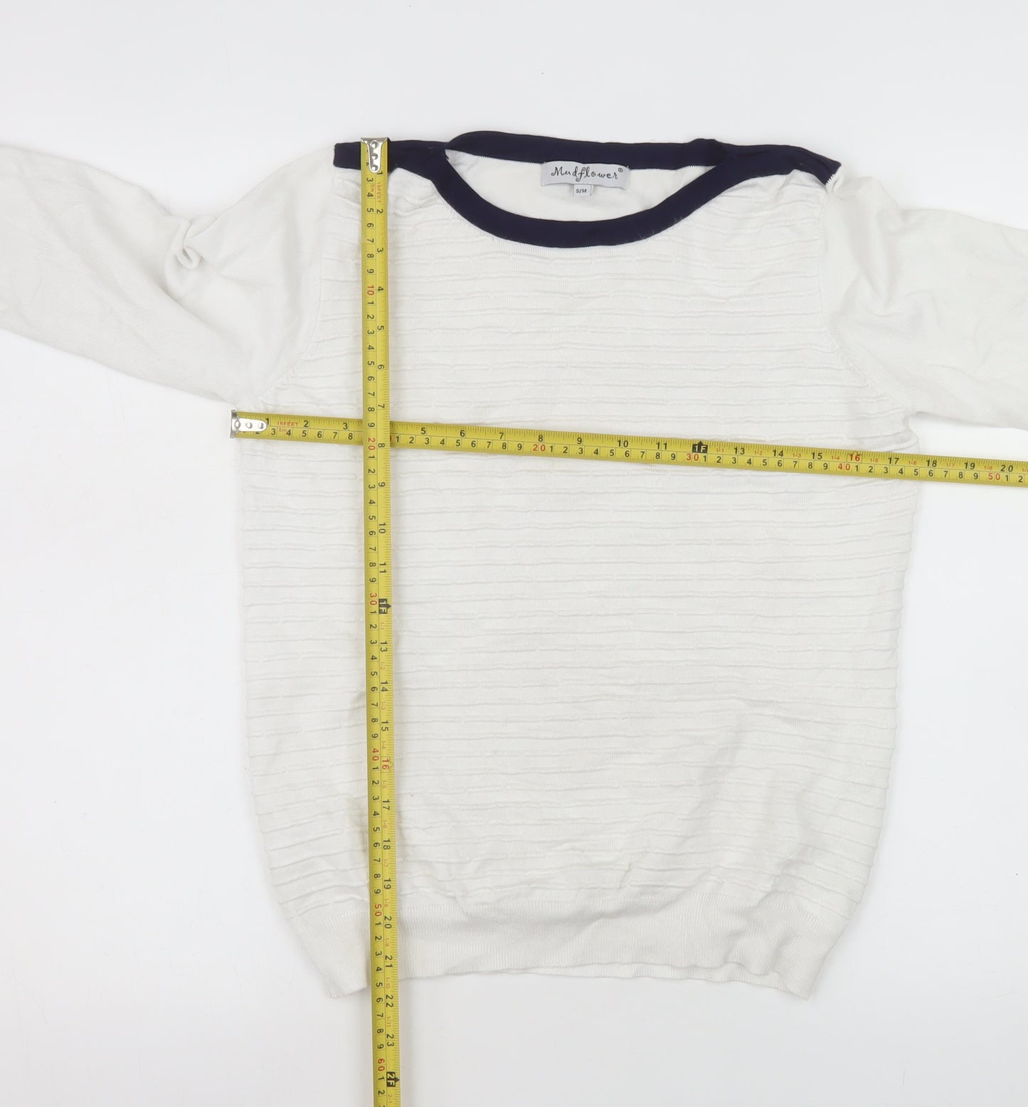 Mudflower Women’s Ivory Crew Neck Long Sleeve Pullover Jumper S