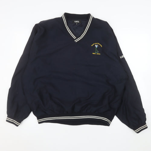 Kartel Men's Blue V-Neck Golf Society Pullover Sweatshirt M