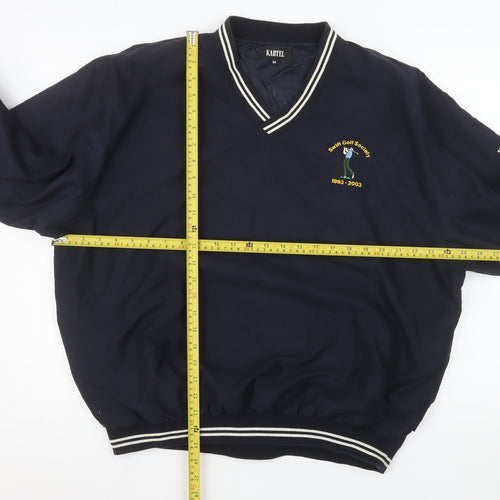 Kartel Men's Blue V-Neck Golf Society Pullover Sweatshirt M