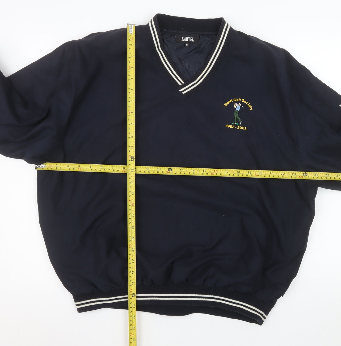 Kartel Men's Blue V-Neck Golf Society Pullover Sweatshirt M