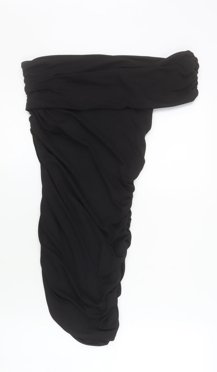 Primark Women’s Black One Shoulder Ruched Bodycon Dress Size S
