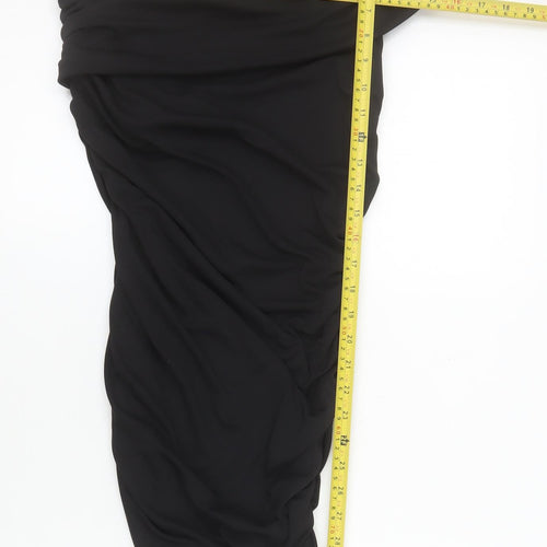 Primark Women’s Black One Shoulder Ruched Bodycon Dress Size S