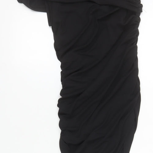 Primark Women’s Black One Shoulder Ruched Bodycon Dress Size S
