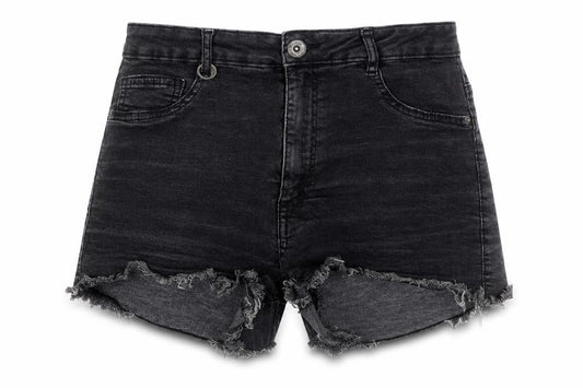 Bershka Women Black Size 8 High-Waisted Cut-Off Denim Shorts