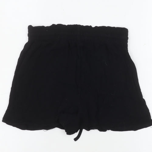 Pull & Bear Women Black S Viscose Drawstring Casual Shorts