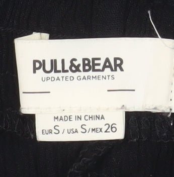 Pull & Bear Women Black S Viscose Drawstring Casual Shorts
