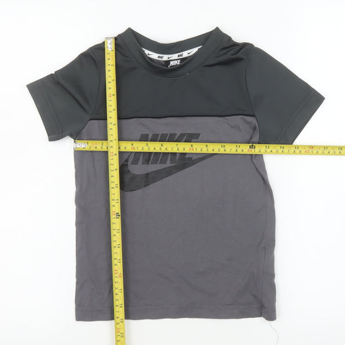 Nike Boys Grey XS Colourblock Logo Sports T-Shirt