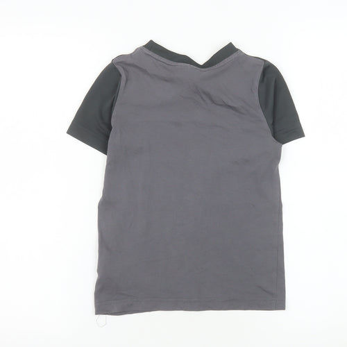 Nike Boys Grey XS Colourblock Logo Sports T-Shirt