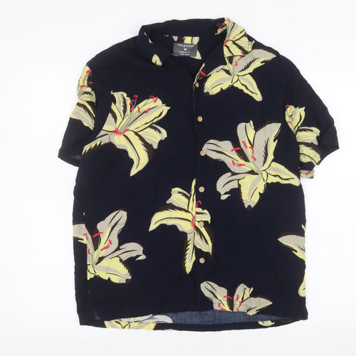 Primark Men’s Blue Floral Hawaiian Regular Fit Short Sleeve Shirt M