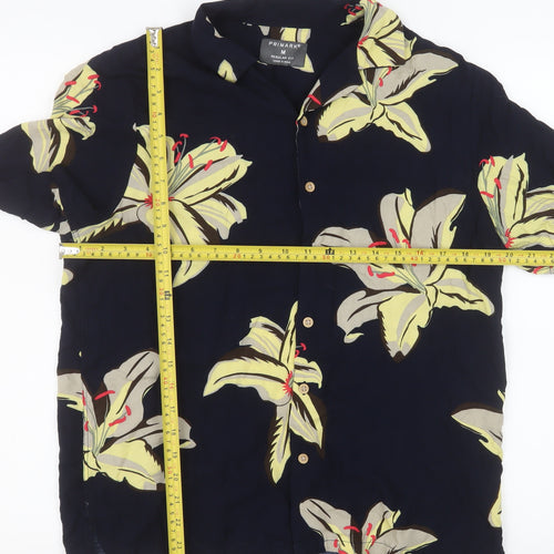 Primark Men’s Blue Floral Hawaiian Regular Fit Short Sleeve Shirt M