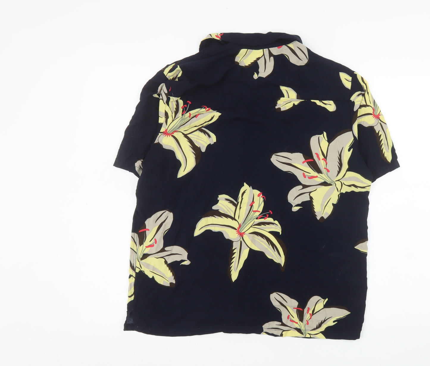Primark Men’s Blue Floral Hawaiian Regular Fit Short Sleeve Shirt M