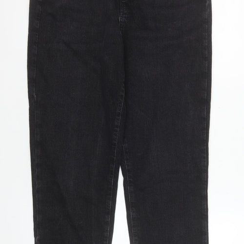 ZARA Women Black Mom Jeans Size 12 High Rise Cotton Denim