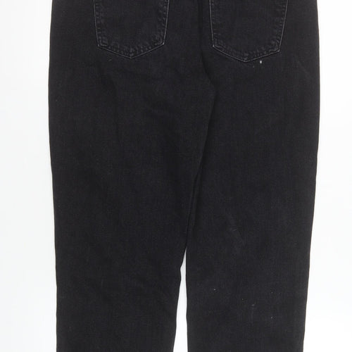 ZARA Women Black Mom Jeans Size 12 High Rise Cotton Denim