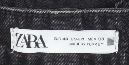 ZARA Women Black Mom Jeans Size 12 High Rise Cotton Denim