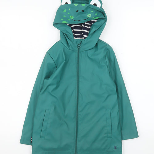 Joules Girls Green Frog Hood Waterproof Rain Coat Age 6 Years Hooded Lined