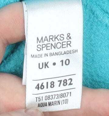 Marks and Spencer Women Aqua Blue Fleece Full Zip Sweatshirt UK 10