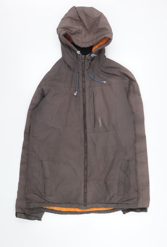 Howies Men's Brown Hooded Puffer Jacket Size M Polyester Winter Coat