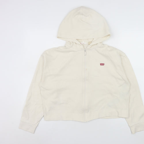 Levi's Women's Ivory Small Cropped Full Zip Hooded Jacket
