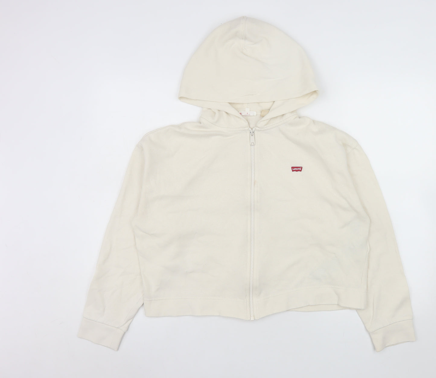 Levi's Women's Ivory Small Cropped Full Zip Hooded Jacket