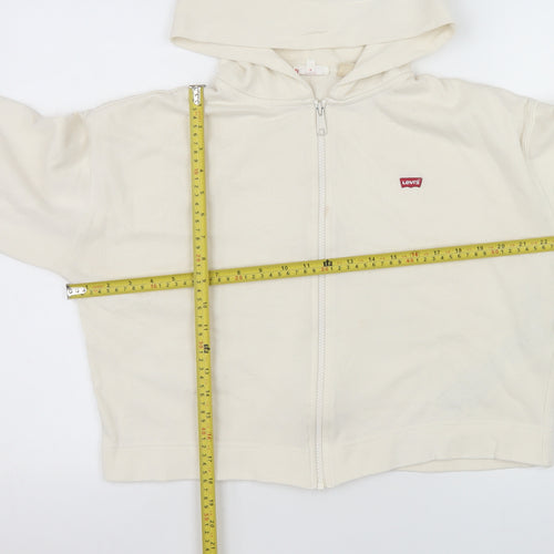 Levi's Women's Ivory Small Cropped Full Zip Hooded Jacket