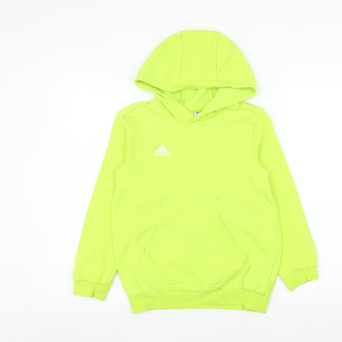 adidas Girls Green 9-10 Years Pullover Hoodie Regular Fit