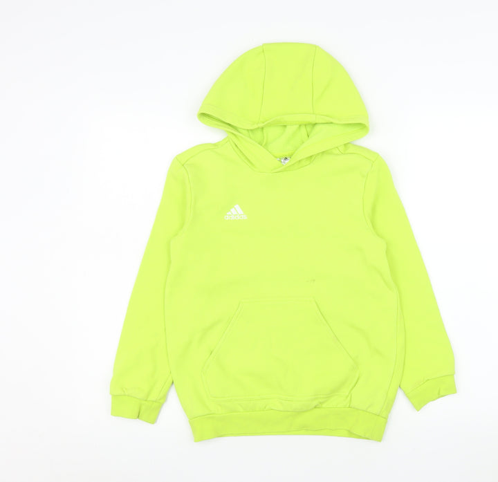 adidas Girls Green 9-10 Years Pullover Hoodie Regular Fit