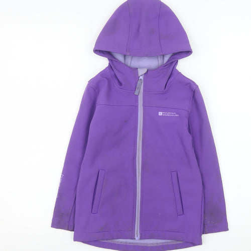 Mountain Warehouse Girls Purple Hooded Soft Shell Jacket 5-6 Years Water Resistant
