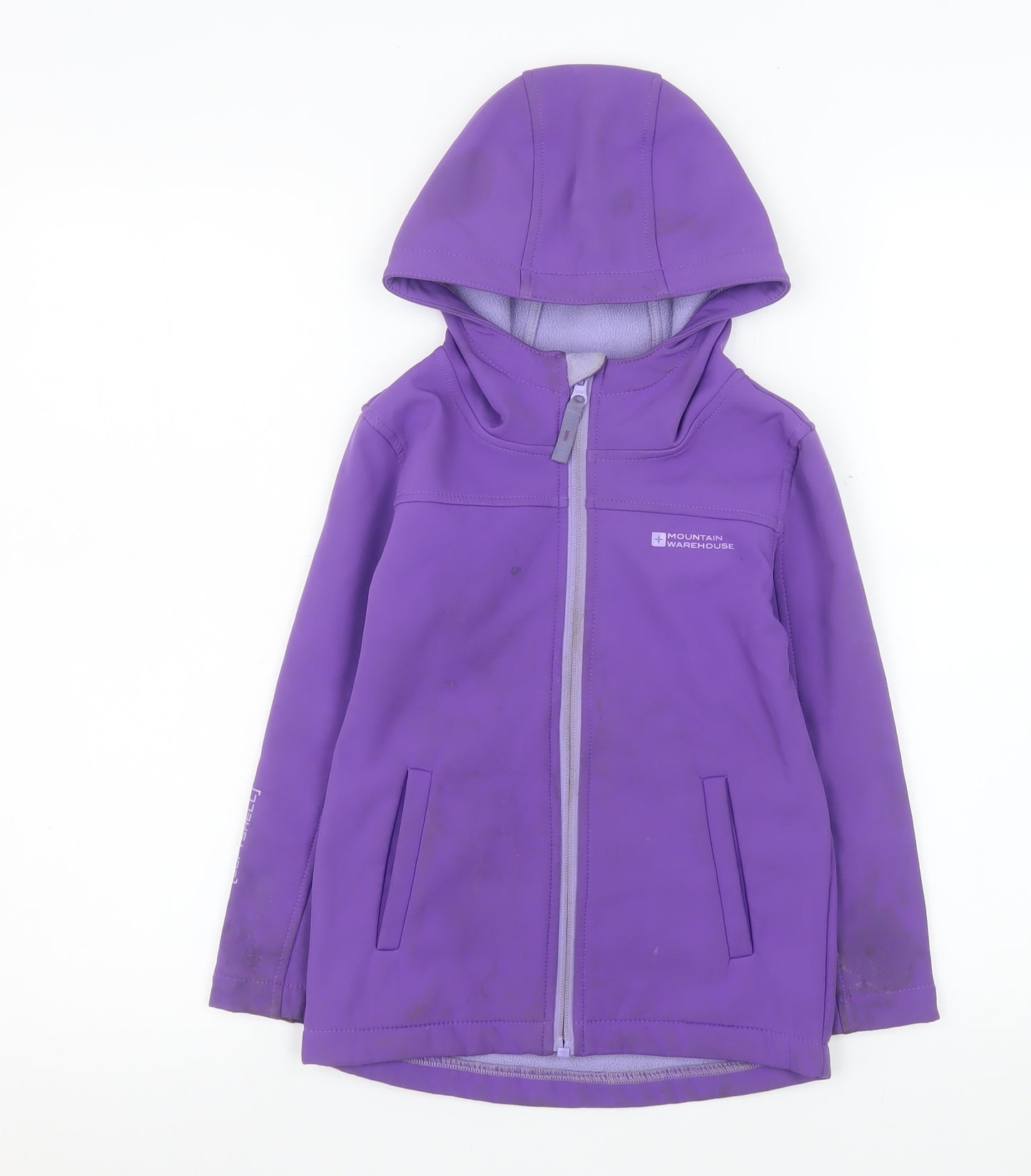 Mountain Warehouse Girls Purple Hooded Soft Shell Jacket 5-6 Years Water Resistant