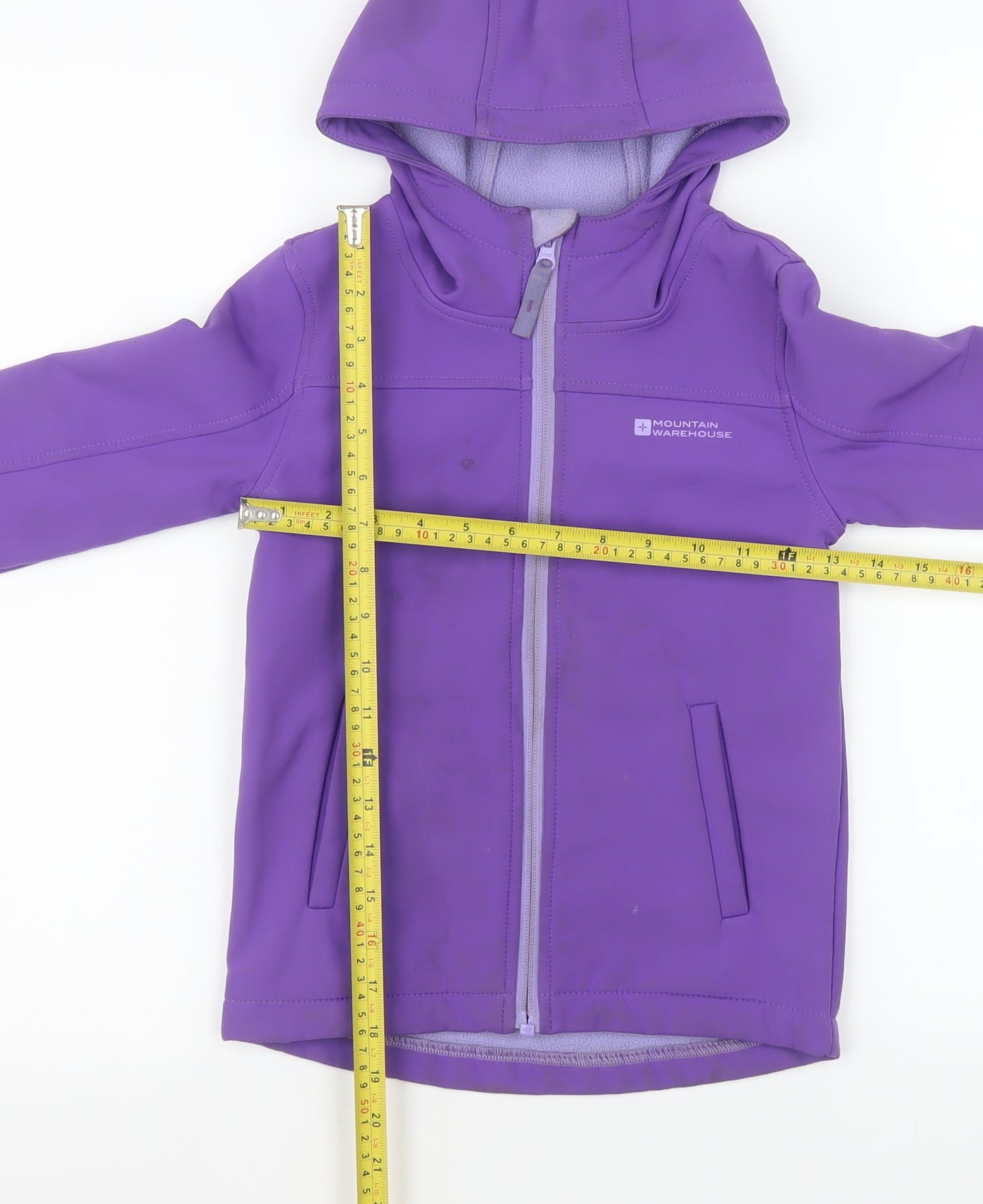 Mountain Warehouse Girls Purple Hooded Soft Shell Jacket 5-6 Years Water Resistant