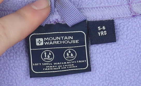 Mountain Warehouse Girls Purple Hooded Soft Shell Jacket 5-6 Years Water Resistant
