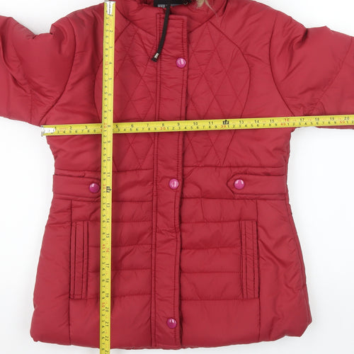 Nitesh Fashion Women’s Red Faux Fur Hooded Puffer Jacket Size 8