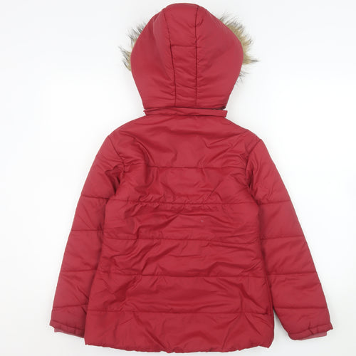 Nitesh Fashion Women’s Red Faux Fur Hooded Puffer Jacket Size 8