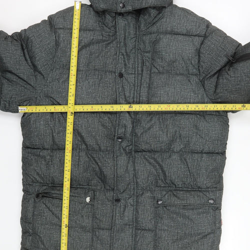 Lee Cooper Men's Grey Hooded Puffer Jacket S Regular Fit Winter Coat