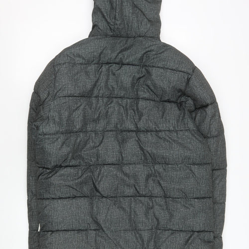 Lee Cooper Men's Grey Hooded Puffer Jacket S Regular Fit Winter Coat