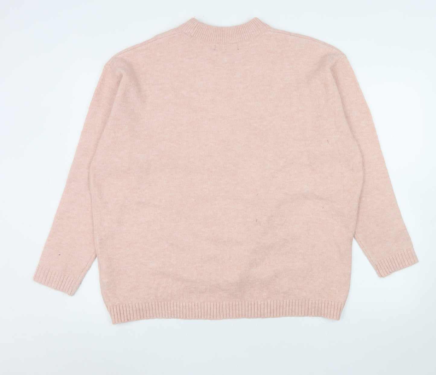 New Look Women Pink Embroidered Mock Neck Pullover Jumper Size S