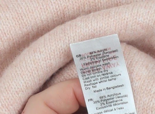 New Look Women Pink Embroidered Mock Neck Pullover Jumper Size S