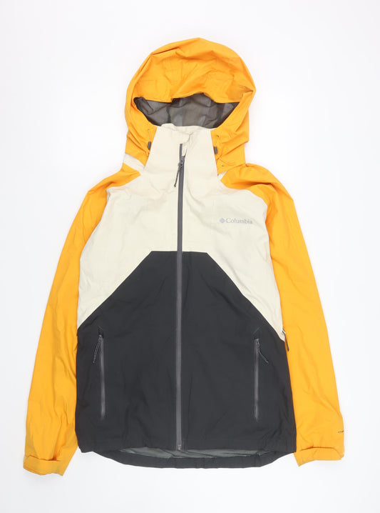 Columbia Men's Yellow Waterproof Hooded Rain Coat M - Outdoor Windbreaker
