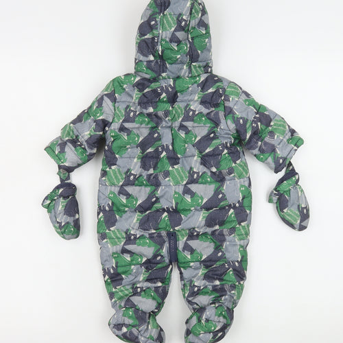 F&F Unisex Baby Multicoloured Animal Print Hooded Snowsuit 0-3 Months