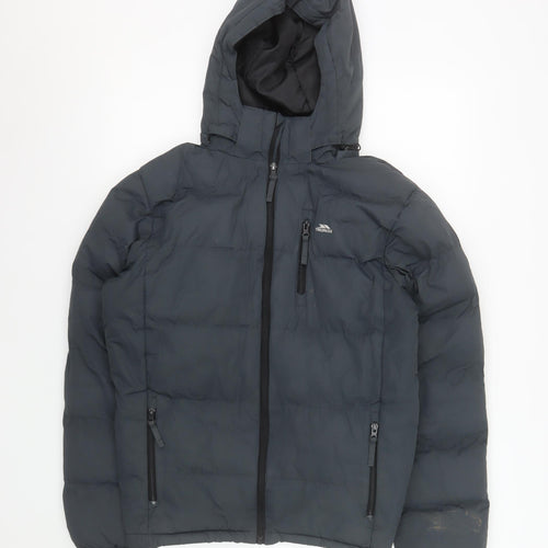 Trespass Boys Grey Waterproof Puffer Jacket 13 Years Hooded Winter Coat